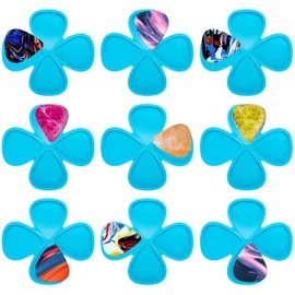 9PCS Resin Molds for Guitar Plectrums, PAGOW 4 Petals Flower Epoxy Case Molds, Guitar Plectrums Silicone Casting Mold for DIY Musical Accessories, Keychain Pendant, Guitar Thumb Finger Picks