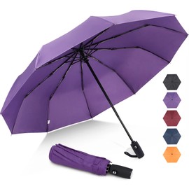 ZOMAKE Regenschirm Taschenschirm Sturmfest,Klein Schirm mit Auf-Zu-Automatik für Herren Damen - Travel Umbrella mit UV Schutz, (Violett)