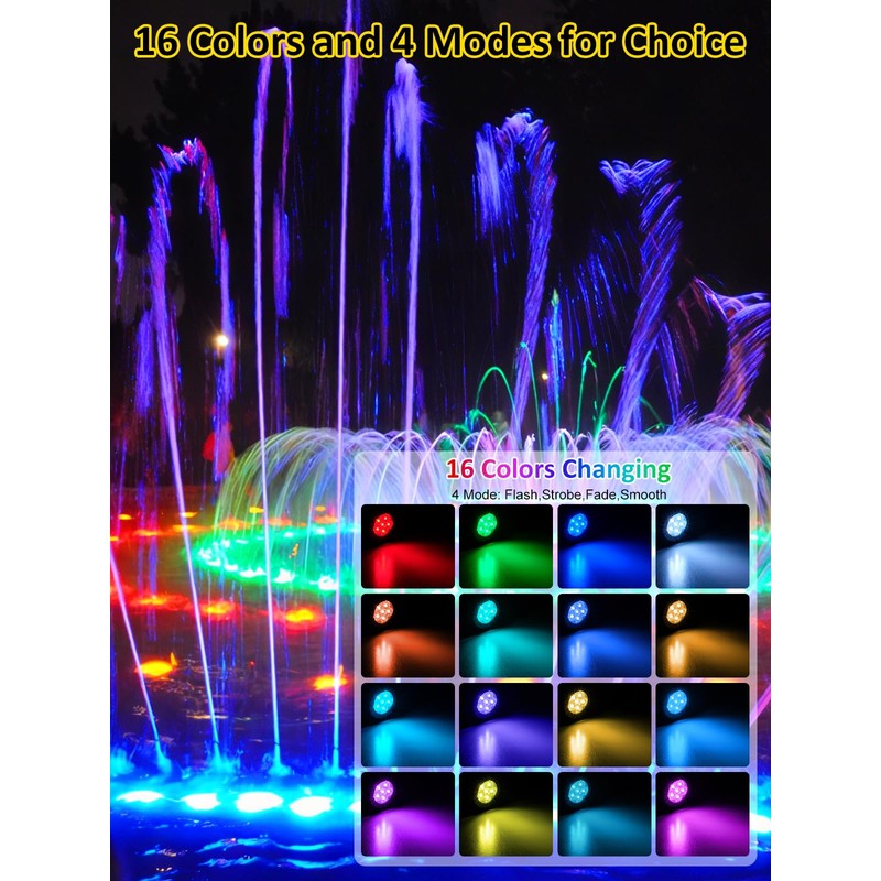 T-SUN RGB Pond Light LED Underwater Pond Lights Submersible Fountain