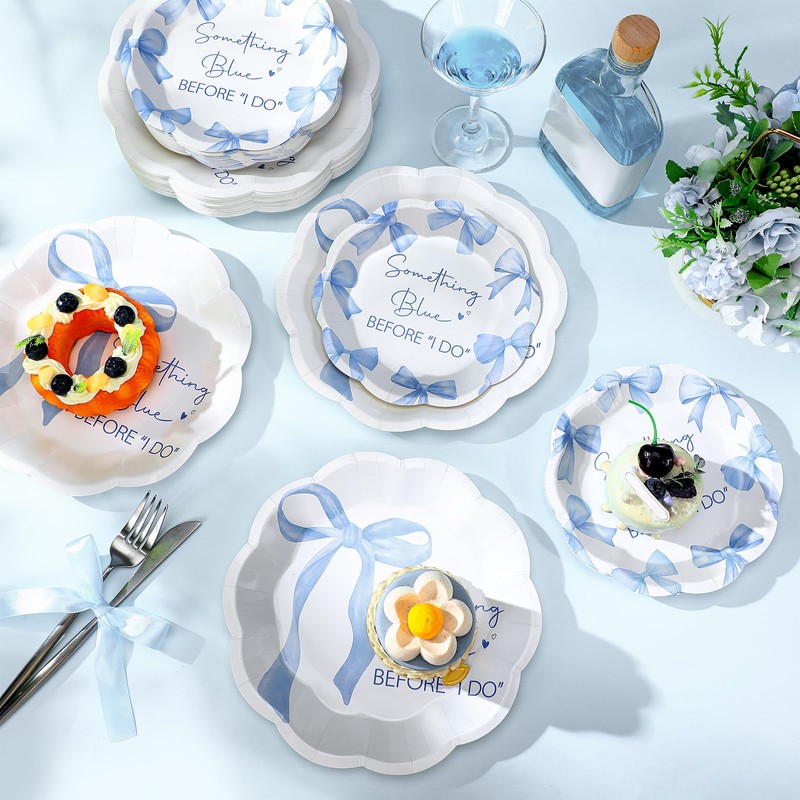Roshtia 100 Pcs Something Blue Before I Do Paper Plates