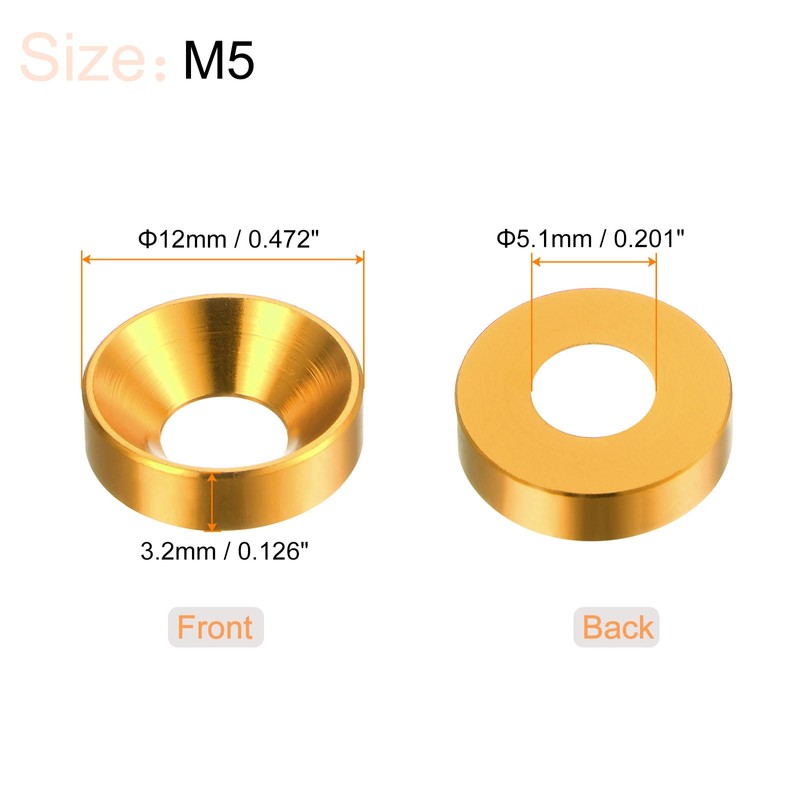 QUARKZMAN 30pcs M5 Anodized Aluminum Alloy Countersunk Washers Screw Seals