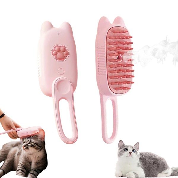 BoBow Cat Steam Brush for Shedding, 3 in 1 Pet