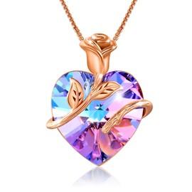 Angelady Women's Heart Pendant Necklace Rose Gold Plated Crystal Jewelry with Gift Box for Women, Daughter, Mother, Sister, Wife Gift Mom Christmas Jewelry Gift