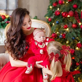 Christmas Sequin Hair Scrunchie Hair Bow Ties Red Glitter Hair Elastic Bows Ponytail Cheer Hair Bows for Boutique Alligator Clips Cheerleading Bows for Teen Hair Access 2PCS