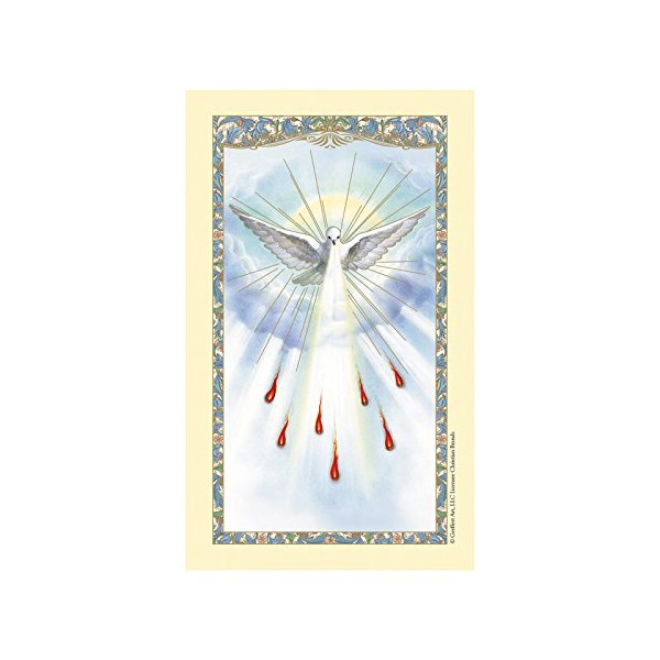 CB Catholic Christian Confirmation Holy Prayer Card-Beautiful Image of The Holy Dove in The Sky granting The 7 Holy Gifts (5 Pack)