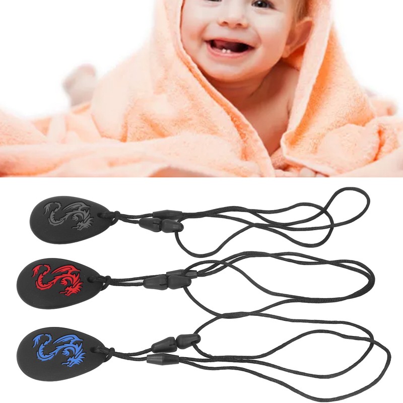 3pcs Baby Teethers Necklace Silicone Refrigerable Heat Resistant Soothing Gum