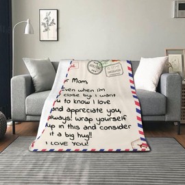 Super Soft Flannel Blankets for Anniversary Birthday Gift for Mom of Daughter Son, Dear Mom Blanket for Mother's Day, Christmas Valentine's Day for Bed Sofa (50x60)