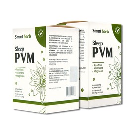 Smart Herb Paquete Sleep PVM, Suplemento Alimenticio, 2 Piezas (30 Cpsulas cu) con Pasiflora, Valeriana y Magnesio para Mejorar el Sueo