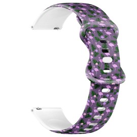 Compatible with Garmin Forerunner 255S/255S Music, 265S, Rey, Venu 2S, Venu 3S, Vivoactive 4S, Vivomove 3S, 18mm Replacement Sport Watch Band (Tropical Leaves Flamingo) Silicone Soft Strap Bracelet