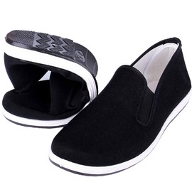 Kung Fu Tai Chi Martial Arts Shoes Rubber Sole Unisex Canvas Anti-Slip Fashion Qigong Trainerss Black, Black, 6 Women/4.5 Men