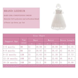 Leideur Baby Girl Christening Baptism Dress Long Blessing Gowns White Formal Wedding Dresses for Newborn (12 Months, White 2)