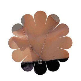 Yheakne Punk Lock Pendant Necklace Silver Disc Coin Choker Necklace Paper Clip Chain Necklace Minimalist Padlock Necklace Chain Jewellery for Women and Girls, Metal