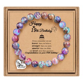 Sistble Beaded Bracelets for Women Birthday Gifts for 19 Year Old Female Heart Bracelet Jasper Stones Christmas Gift Ideas Stocking Stuffers for Teens Daughter Jewelry