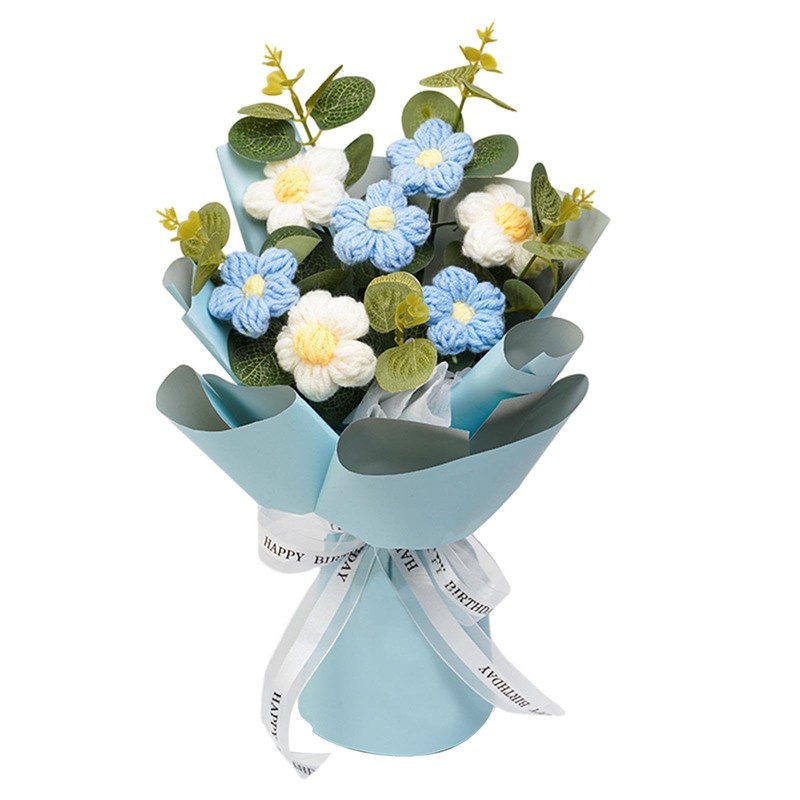 Fenteer Crochet Flower Bouquet Already Made Hand Woven Bouquet Mother