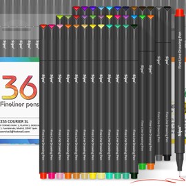 Sipa 36 Colored Fineliner Pens for Journaling, 0.38mm Fine Point Tip Drawing Planner Pens for Adult Coloring Books Note Taking Calendar, Scrapbook Bullet Journal School Art Supplies for Students