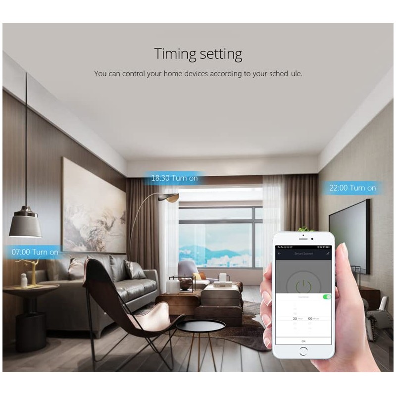 WiFi Smart Plug Outlet Compatible with Alexa,Google Assistant,App and Voice