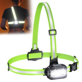 Viccux Running Lights for Runners with Reflective Straps, 500 LM 7 Modes & 45° Adjustable Running Light, IPX4 Waterproof Reflective Vest Light for Night Walking Camping Hiking, 3.5-20h Use Time
