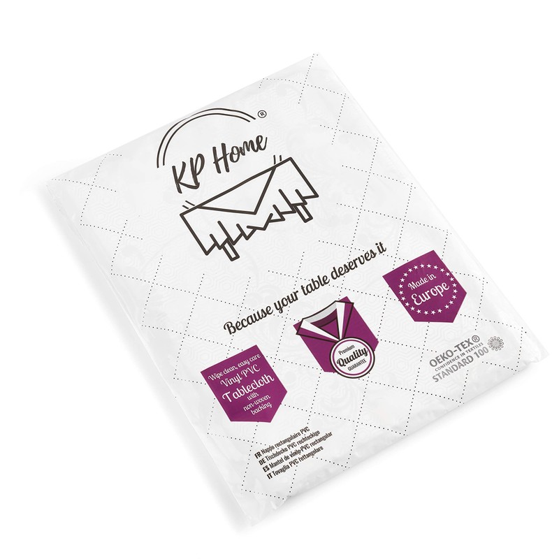 KP HOME Wipe Clean Tablecloth Grey And Teal Leaves Pattern