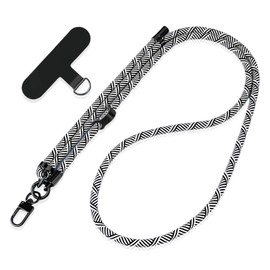 Phone Lanyard Universal Crossbody Adjustable Neck Strap Compatible with Most Smartphones (Black&white)
