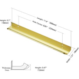 Ndjiloik Pack of 10 Hidden Door Handles, Cabinet Handles, Furniture Handles, Aluminium Alloy for Wardrobe, Door, Drawers, Gold, Total Length 300 mm