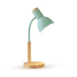 OKSANO Desk Lamp, LED Reading Lamp in Classic Wood Design, E27 Socket, Adjustable Arm, Children's Table Lamp for Bedroom, Living Room (Green)
