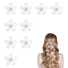 Fsahiuf 10 Stück Weiße Blumen Haarnadeln, Kristall Strass Haarschmuck für Hochzeit und Brautfrisur,Haarschmuck Kommunion Mädchen