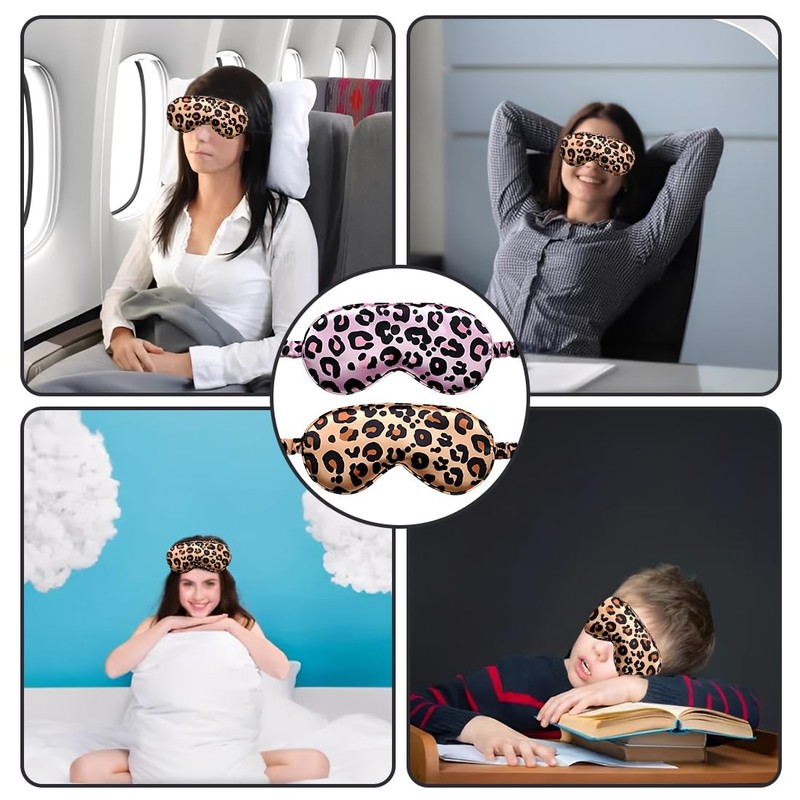 Pack of 2 Mulberry Silk Sleeping Mask, Leopard Silk Sleep