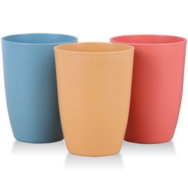 LuckyZone Wheat Straw Reusable Cup (12 oz) - Unbreakable Drinking Glasses Sets - Dishwasher Safe Tumbler - BPA Free and Eco friendly (3 Color_A)