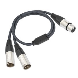 XLR Splitter Cable, Devianl XLR y Splitter 1 Female to 2 Male, Balanced Female XLR to Dual Male XLR Microphone Cord Adapter, 2 FT