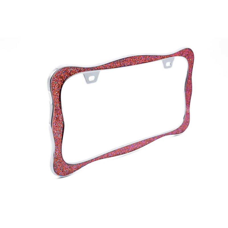 Creathome 3D Shining License Plate Frame (Chrome with Shining Red
