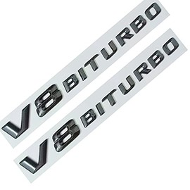 Glossy Black for Benz V8 BITURBO Side Left & Right Adhesive Nameplate Logo Emblem Decoration Modified 2pcs