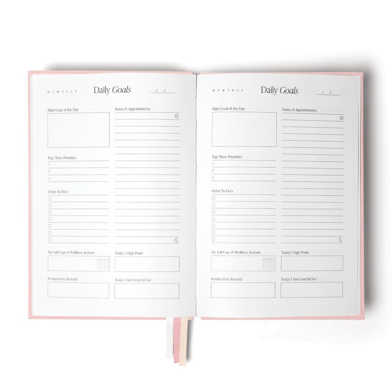 The Head Plan Undated Wellness and Goal-Setting Journal, Soft Pink