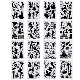 Create idea 16-Piece Silhouette Template, Reusable Painting on Wood Stencil, DIY Drawing Spraying Painting Stencils, DIY Tools for Clothes, Hand-Painted Patterns, Greeting Cards