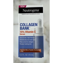 Neutrogena Collagen Bank 15% Vitamin C Serum 0.5 OZ Micro-Peptides New In Box
