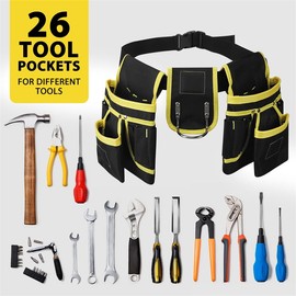 Magnetic Tool Belts for Men, 26-Pockets Oxford Fabric Tool Belt Pouch with Hardware Tool Organization for Repair Maintenance, Electrician, Carpenter, Construction, Work Apron, Utility Work Tool Belt