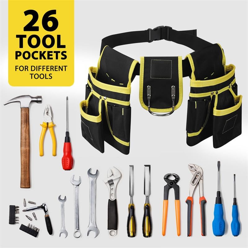 Magnetic Tool Belts for Men, 26-Pockets Oxford Fabric Tool Belt