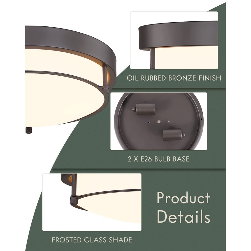 Cargifak 12 inch Flush Mount Ceiling Light, 2-Light Close to