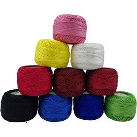 10 Pieces Cotton Balls Anchor Crochet Cotton Embroidery Thread Balls Size 8 Pearl Cotton Balls (8 Meters Each)