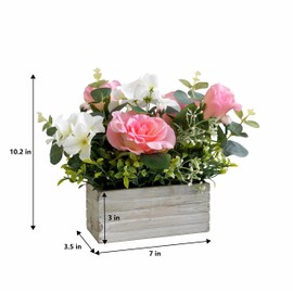 Mr.Bom Artificial Flowers Fake Pink Roses Hydrangeas Arrangements in Pot for Home Wedding Table Centerpieces Indoor Outdoor Decoration(New Pink)