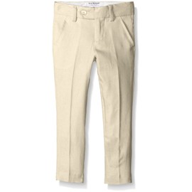 Isaac Mizrahi Boys' Little Solid Linen Pants, Natural, 7