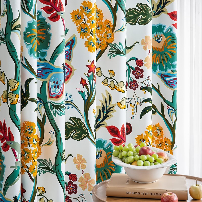 90 Inches Long Butterfly Flower Patterned Curtains Aesthetic Pretty Drapes