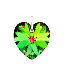 Lua Joia Sterling Silver Crystal Necklace With Sparkly Fire Green Crystal Pendant Chain Love Jewellery for Girls Gift for Women, Mum, Wife, Birthday, Anniversary & Valentine’s 16 inch