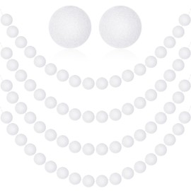 MARFOREVER 4 Pack 26.3 Ft Winter White Pom Pom Garland Ornaments, 30 Balls Christmas Felt Garland Hanging Supplies for Winter Wonderland Christmas School Classroom Fireplace Wall Home Party Decoration