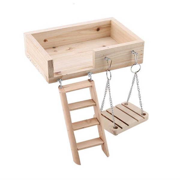 Hamster Toy Set, 3 Pieces, Natural Wood Stepping Board, Wooden