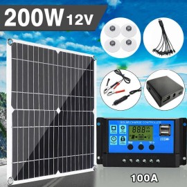 Unbranded 16000W/6000W Car Power Inverter DC 12V AC 110V Converter Sine Wave Solar System - D:200W Solar Panel Kit