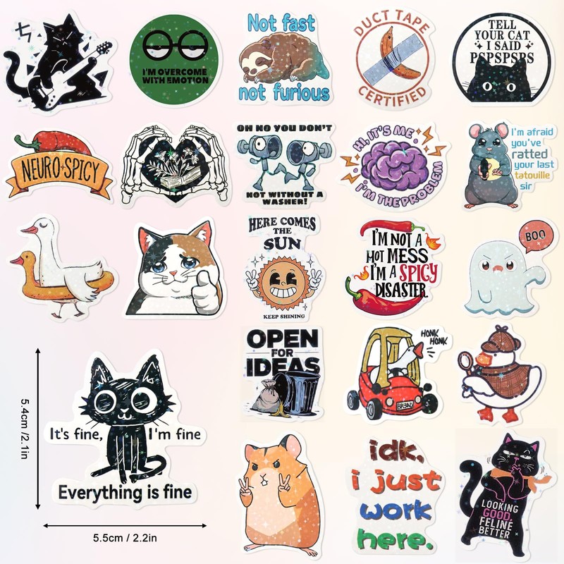 ELZO 300 Pcs Holographic Funny Stickers for Adults Pack -
