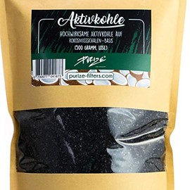 500 g PURIZE Coconut – Loose Activated Carbon on Coconut Base for Filling Activated Carbon Adapters Including 1/5 Stickers