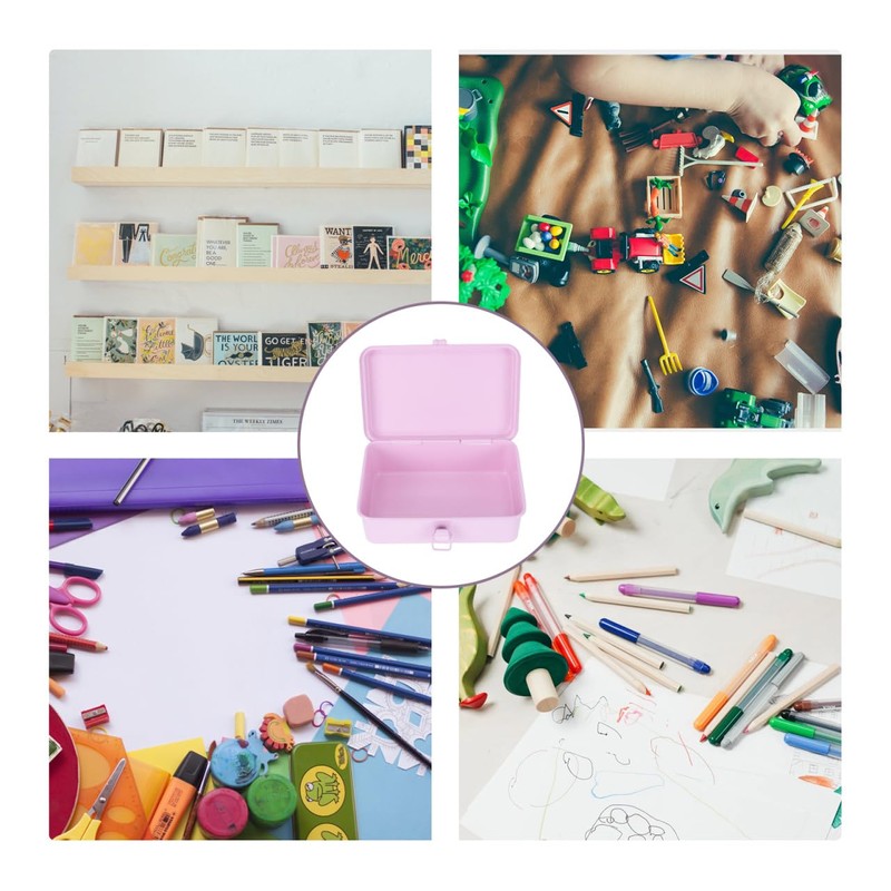 Pink Metal Stationery Storage Box with Lid – Desktop Organizer