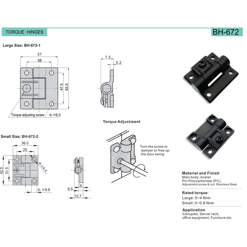 2 Pack Adjustable Torque Hinge Position Control OWACH BH-672-1 Replacement
