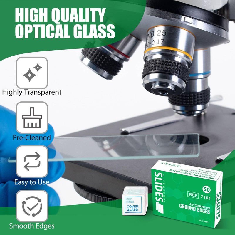 ZEEGOO Microscope Slides, Ultra-Clear Blank Microscope Slides and Covers -